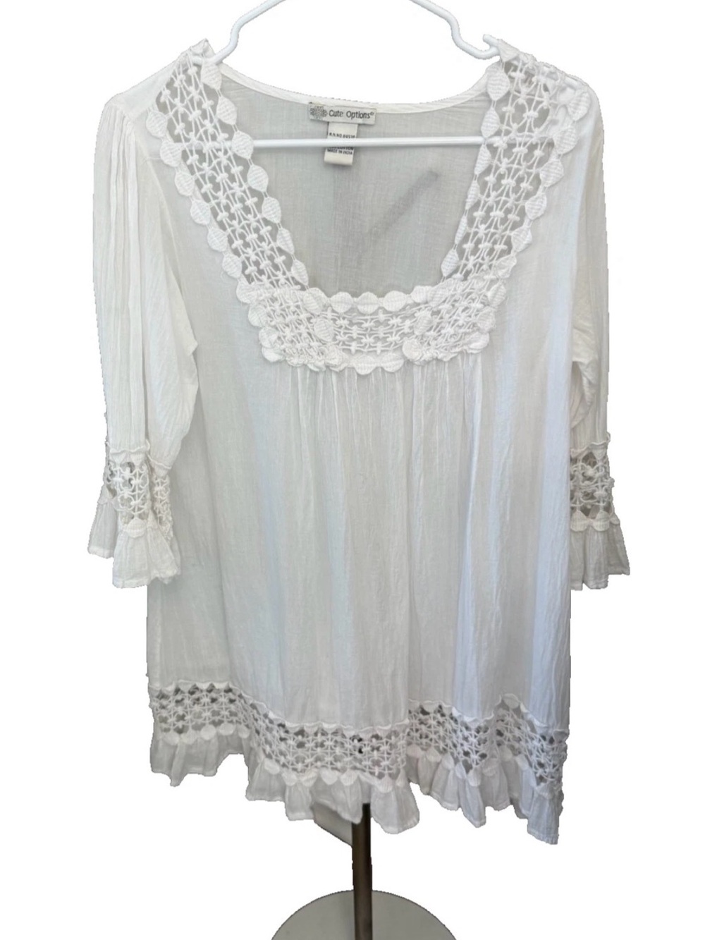 Cute Options Swimsuit Coverup Womens Medium Crochet Details Gauzy Flowy EUC